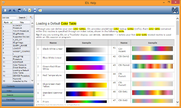 idl color table